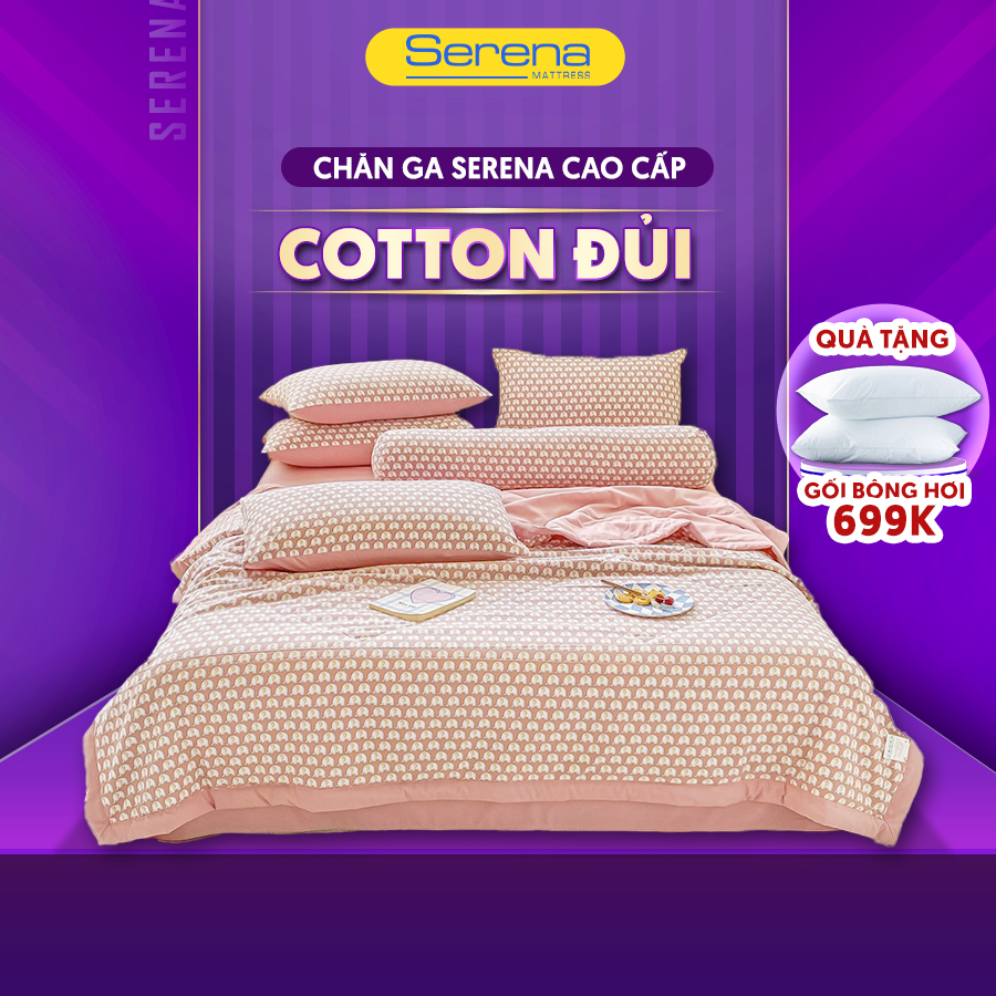Set chăn ga gối đệm combo 5 món họa tiết kẻ caro cotton đủi mềm mịn, mát lạnh SERENA chính hãng chuẩn khách sạn 5 sao