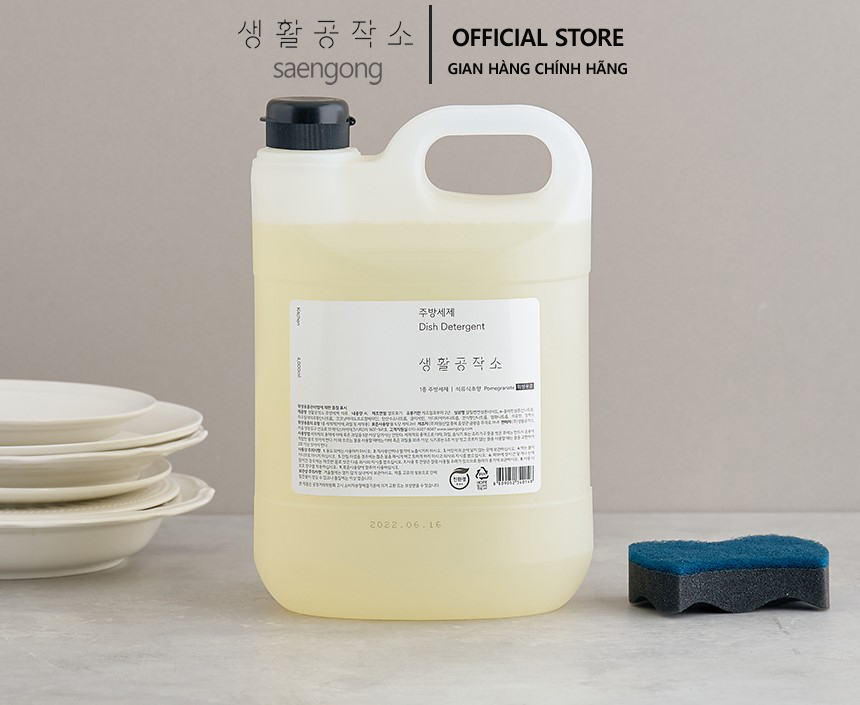 Nước rửa chén gốc thực vật saengong hàn quốc can 4l