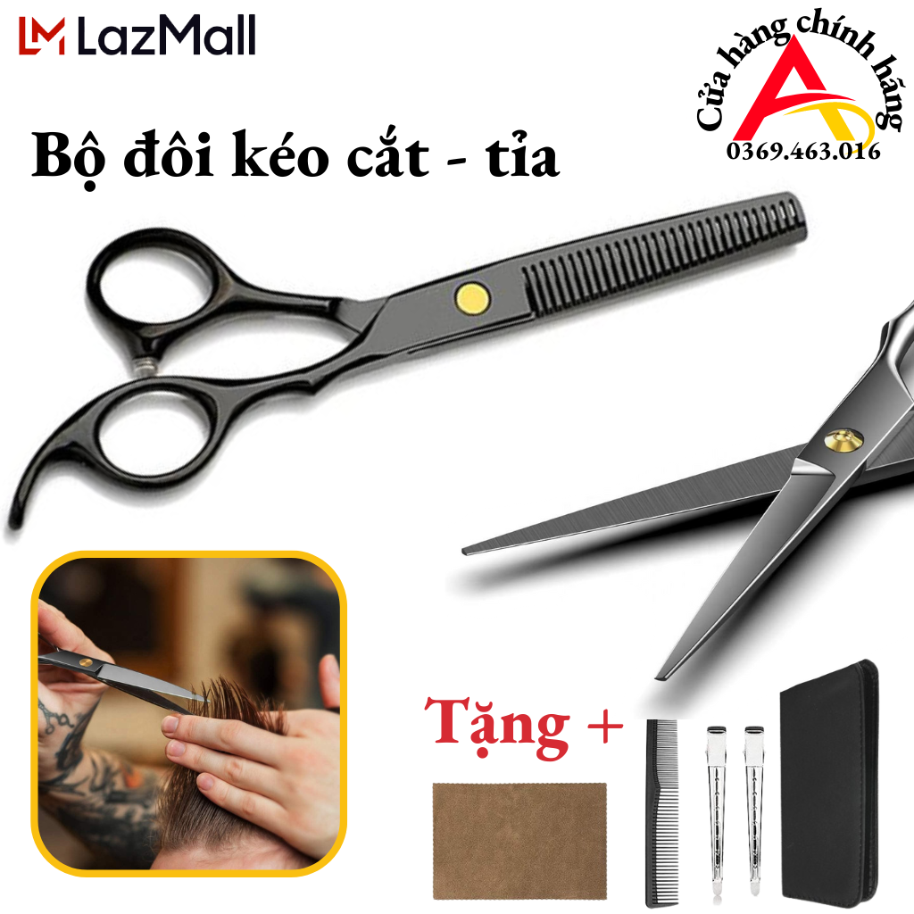 Kéo cắt tỉa tóc giá rẻ, bộ đôi kéo cắt tỉa chuyên dụng kèm phụ kiện, cắt tóc nam - top mẫu kéo hàng xịn bán chạy