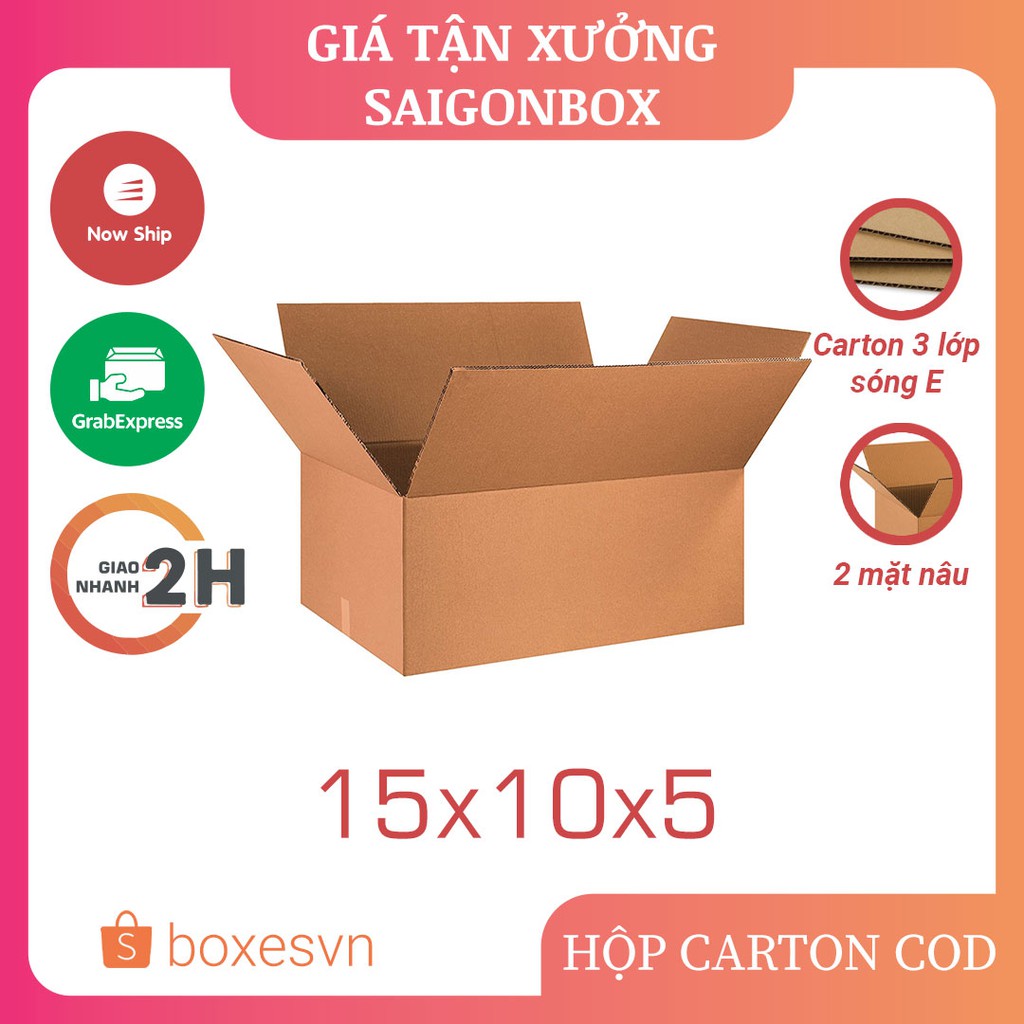 [GIÁ TẬN XƯỞNG] Combo 50 hộp giấy carton size 15x10x5 cm để đóng gói hàng hóa