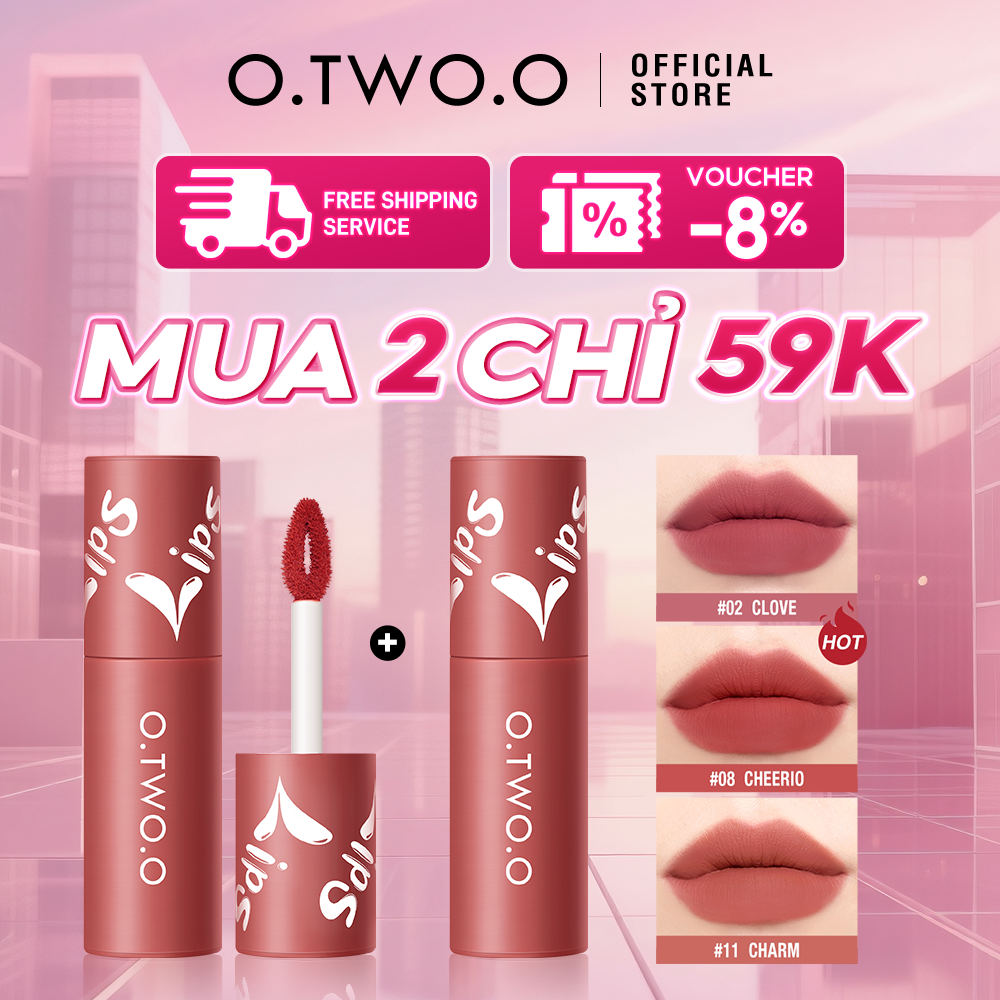 son lì không trôi Son Môi Kiêm Má Hồng O.TWO.O Lâu Trôi Và Chống Thấm Nước Cao Cấp 2.0g