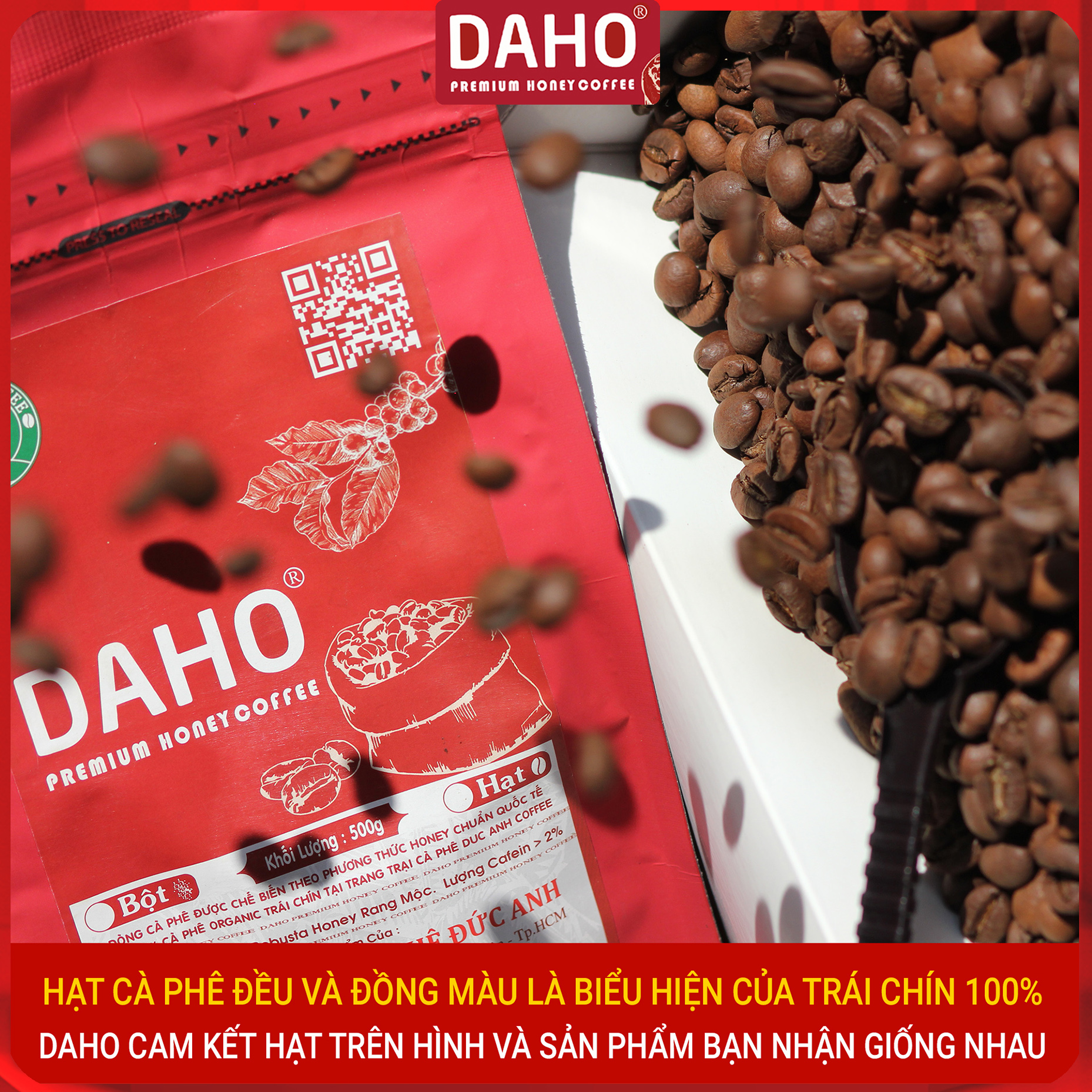   Trợ giá  Trải nghiệm siêu phẩm cà phê DAHO fremium honey coffee Đẳng cấp Cà Phê Sơ Chế Honey Dùng Pha Phin  Pha máy Cam kết 100% Trái Chín Đặc Biệt - Cà Phê Đặc Sản Buôn Ma Thuột 