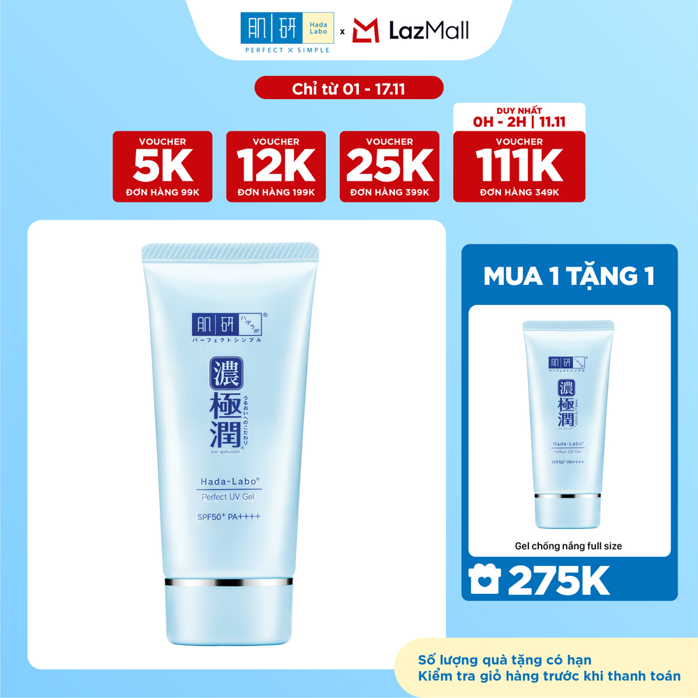 Gel chống nắng dưỡng ẩm Hada Labo Koi-Gokujyun Perfect Uv Gel (Sunscreen) SPF50+ PA++++ 50g (Date 07