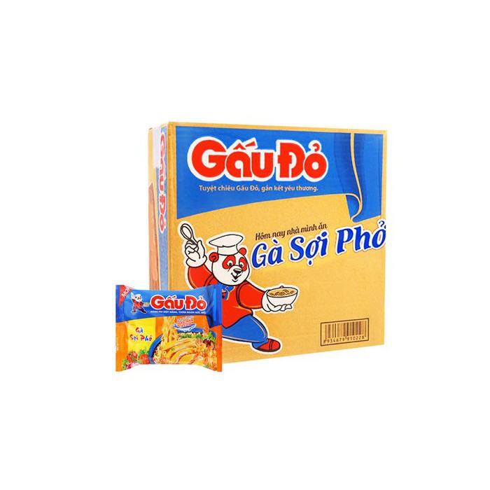 Thùng 30 gói mì gà sợi phở gấu đỏ 63g