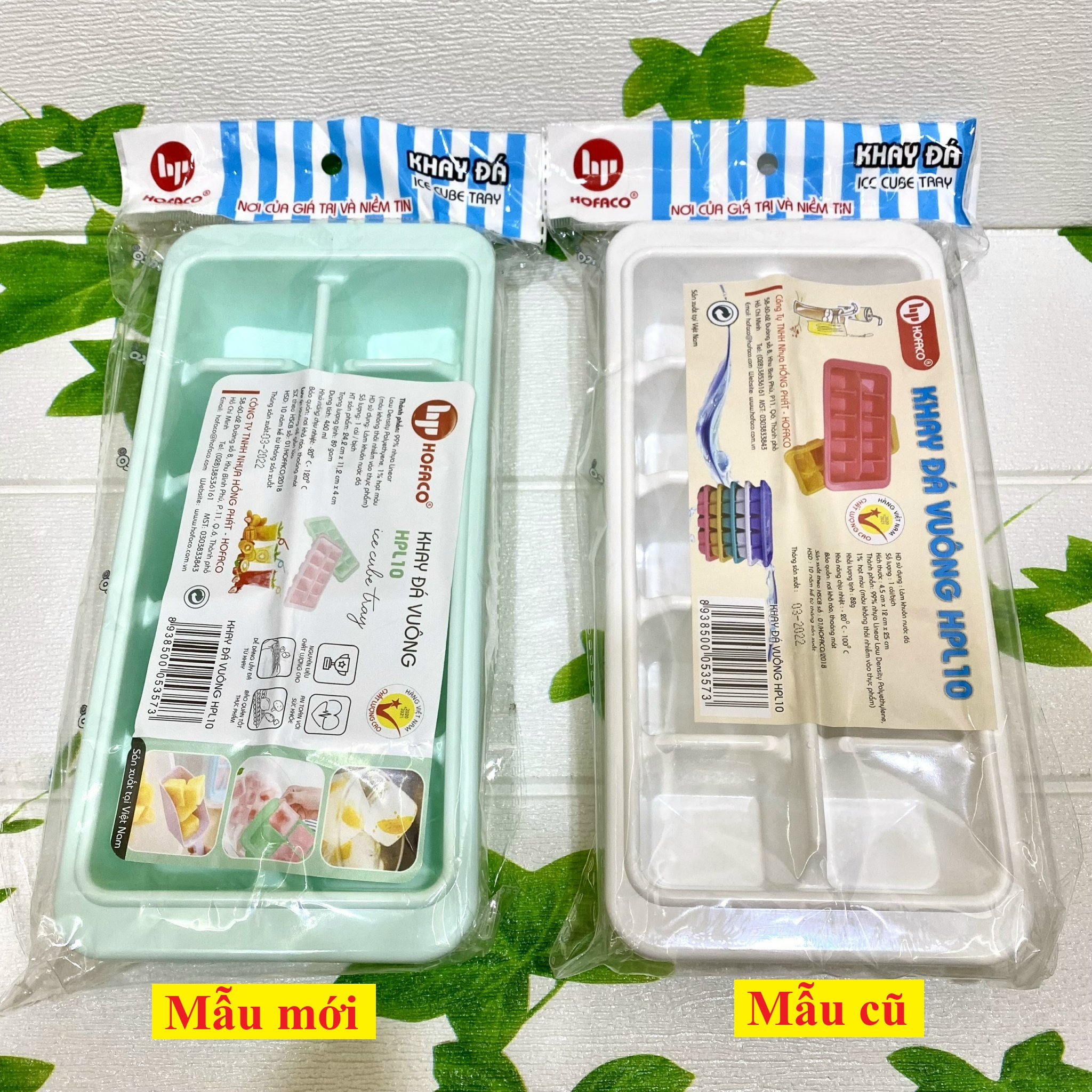 Khuôn làm đá bằng nhựa Hofaco – Khay đá vuông 10 viên lớn HPL10 – Khay làm đá viên bằng nhựa siêu tiện lợi