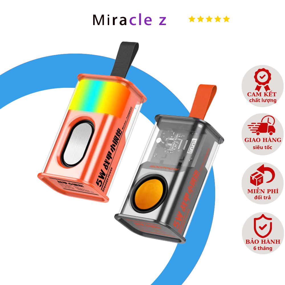 Loa thép Trong suốt bluetooth không dây loa TWS đầy màu sắc loa nhỏ di động loa siêu trầm ngoài trời nhỏ gọn và di động