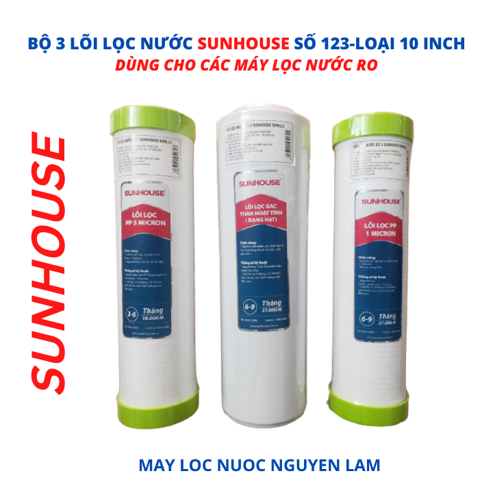Bộ lõi lọc nước sunhouse số 123 - loại 10 inch