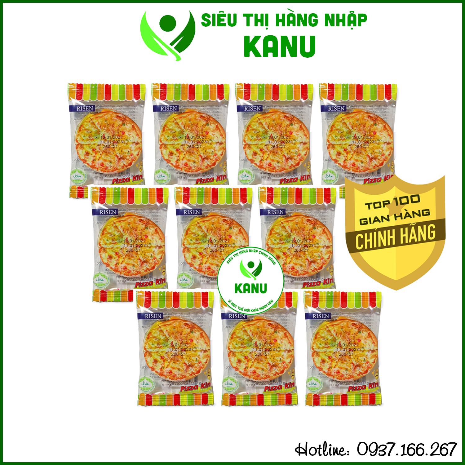 [Combo 10 cái] Kẹo dẻo Pizza Risen Mỹ, kẹo cho bé vừa ăn vừa chơi