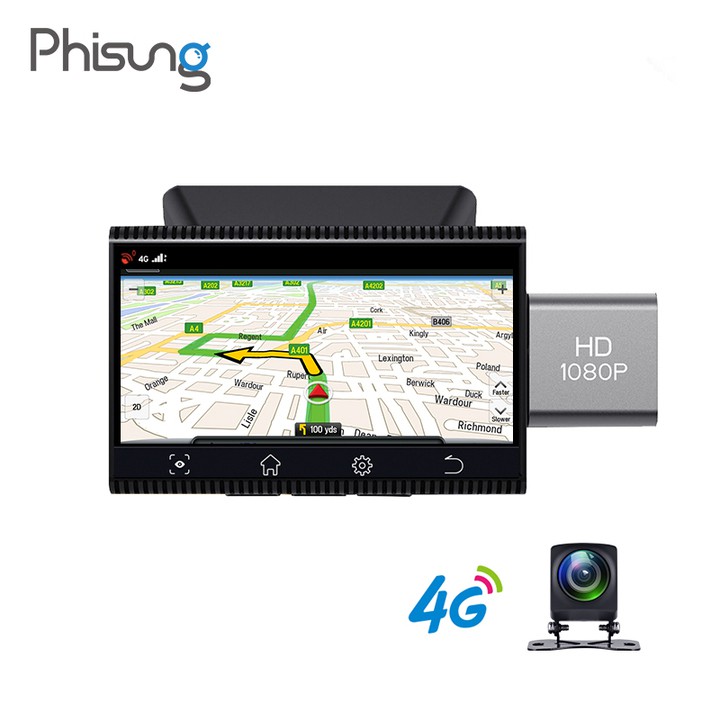 Camera hành trình ô tô thương hiệu cao cấp Phisung K11, 4G, Wifi, 3 inch, cam lùi - Hàng Nhập Khẩu Chính Hãng