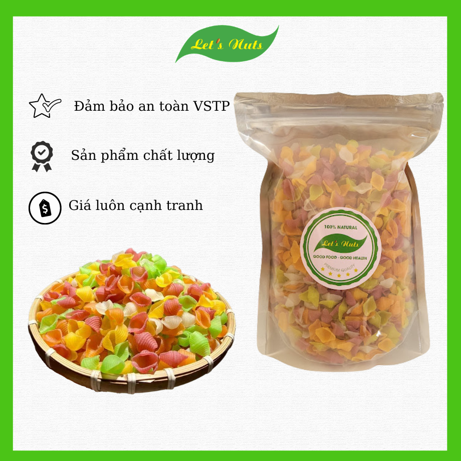Nui sò ngũ sắc rau củ, thực phẩm organic đặc sản Sa Đéc nhà lett's Nuts túi 500g, dùng trong nấu ăn, thực phẩm