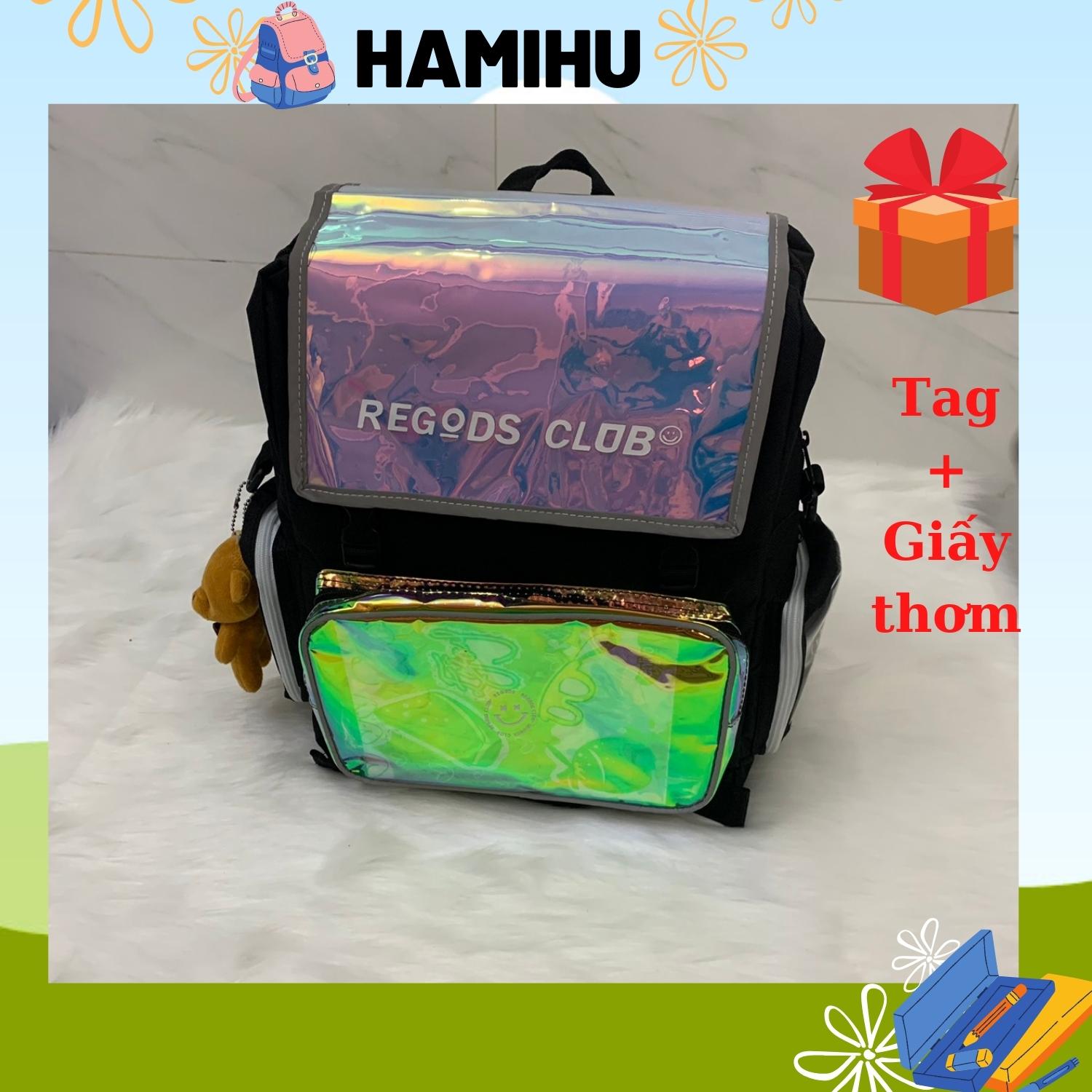Balo đi học Hamihu HM2 có phản quang theo phong cách Ulzzang basic Hàn Quốc đặc biết có ngăn đựng laptop màu đen kết hợp