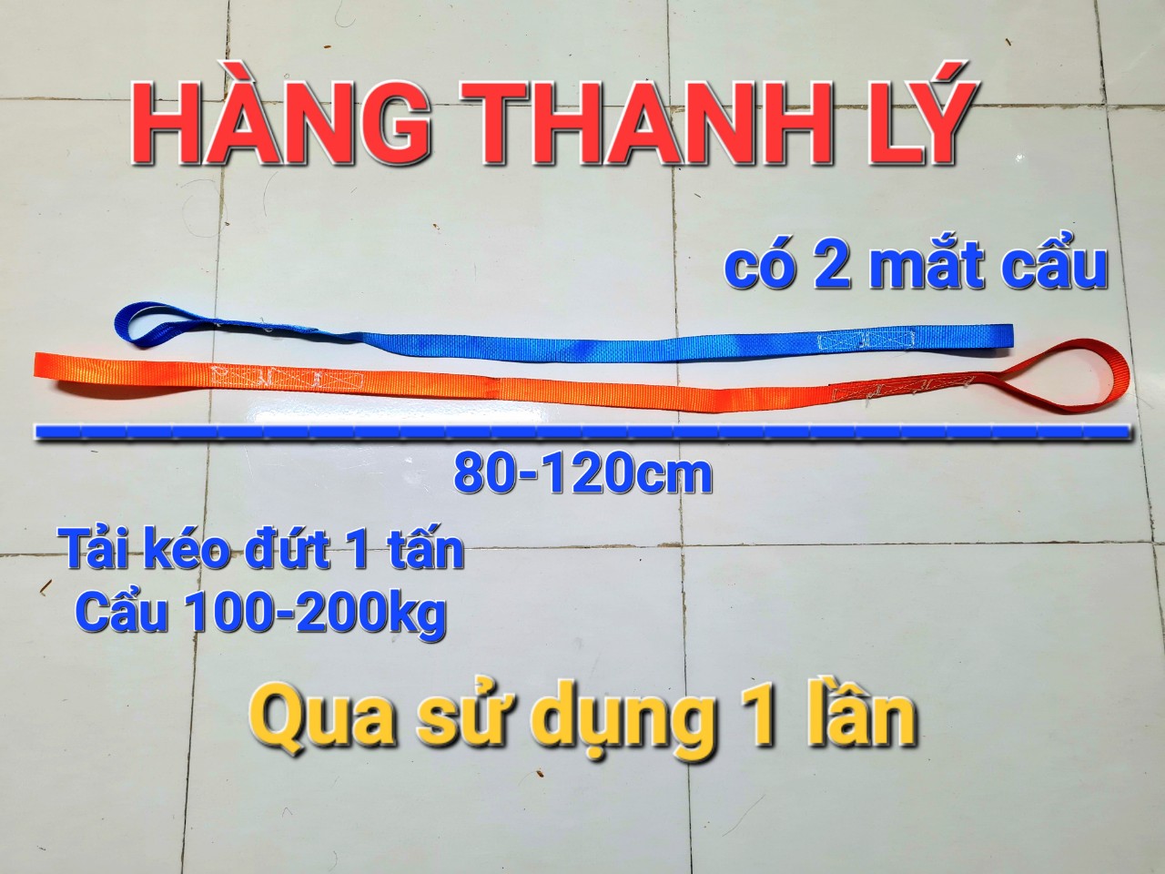 Hàng công ty thanh lý - dây cẩu hàng 100-200kg, dây đai 2 đầu khoen cẩu hàng nhỏ nhẹ