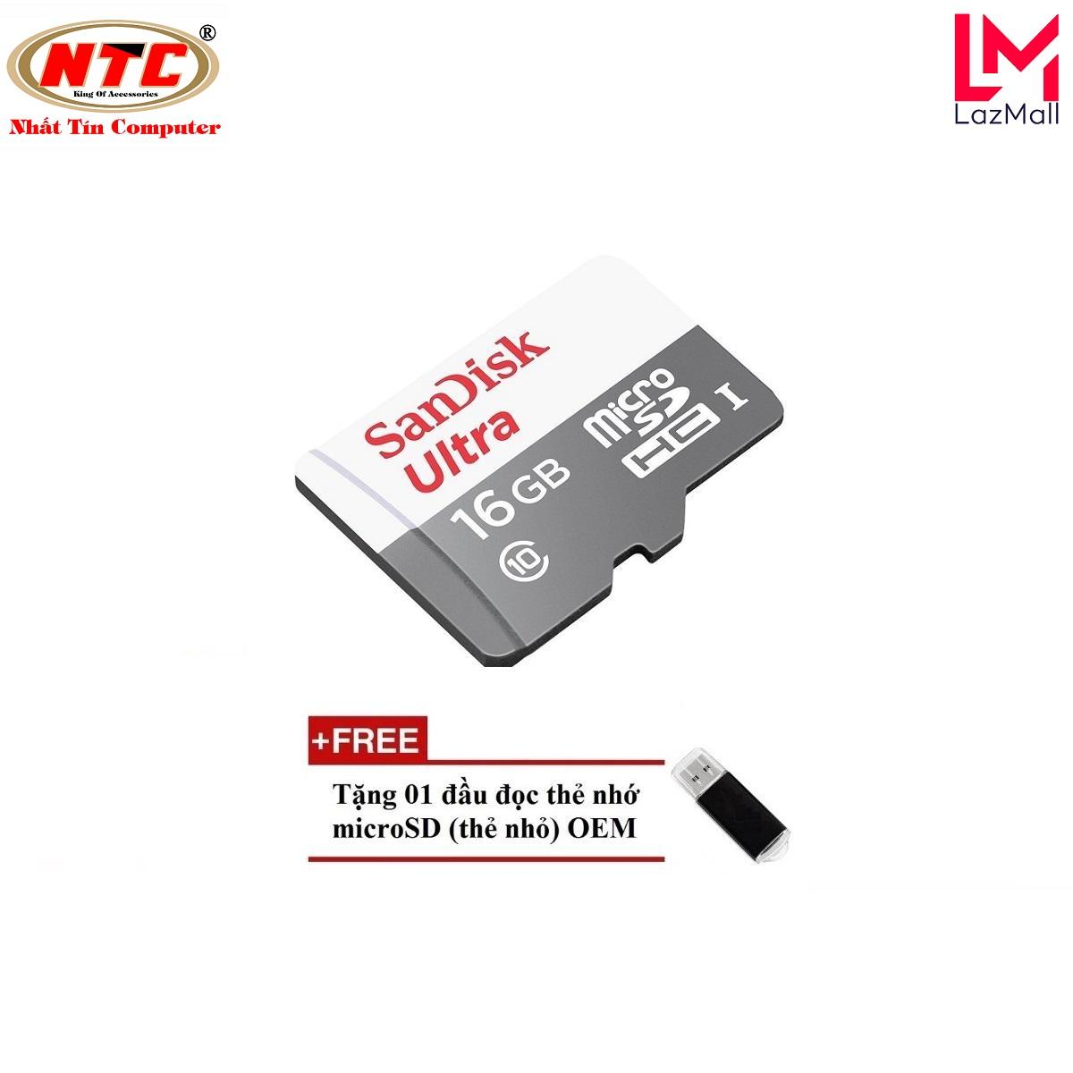 Thẻ nhớ MicroSDHC SanDisk Ultra 533X 16GB 80MB/s (Bạc) + Tặng đầu đọc thẻ microSDHC - Nhat Tin Authorised Store