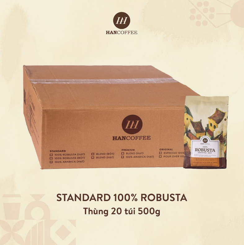 [Thùng] HANCOFFEE Standard  Robusta Thùng 20 túi 500g