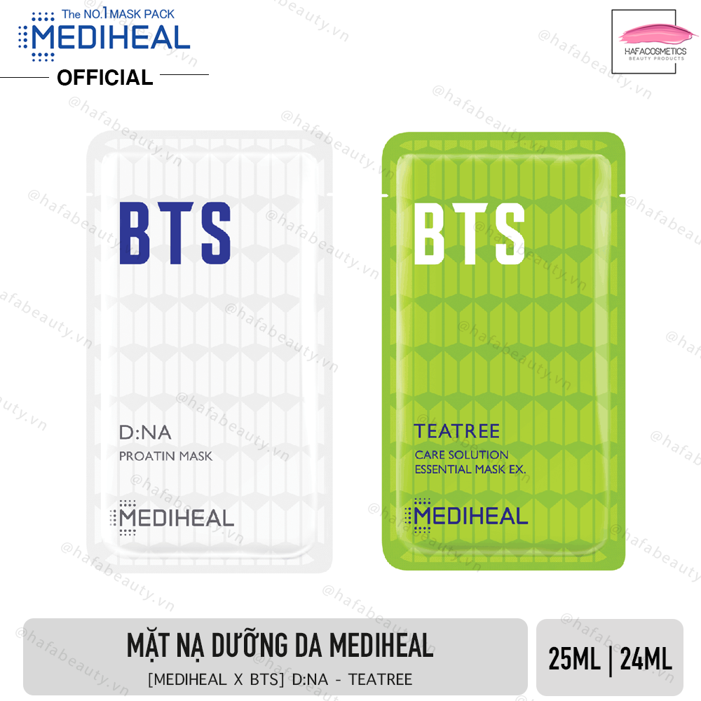 Mặt nạ dưỡng da Mediheal phiên bản đặc biệt kết hợp BTS (D:NA Proatin Mask - Teatree Care Solution Essential Mask Ex) - Mediheal x BTS (tách set - giao ngẫu nhiên)