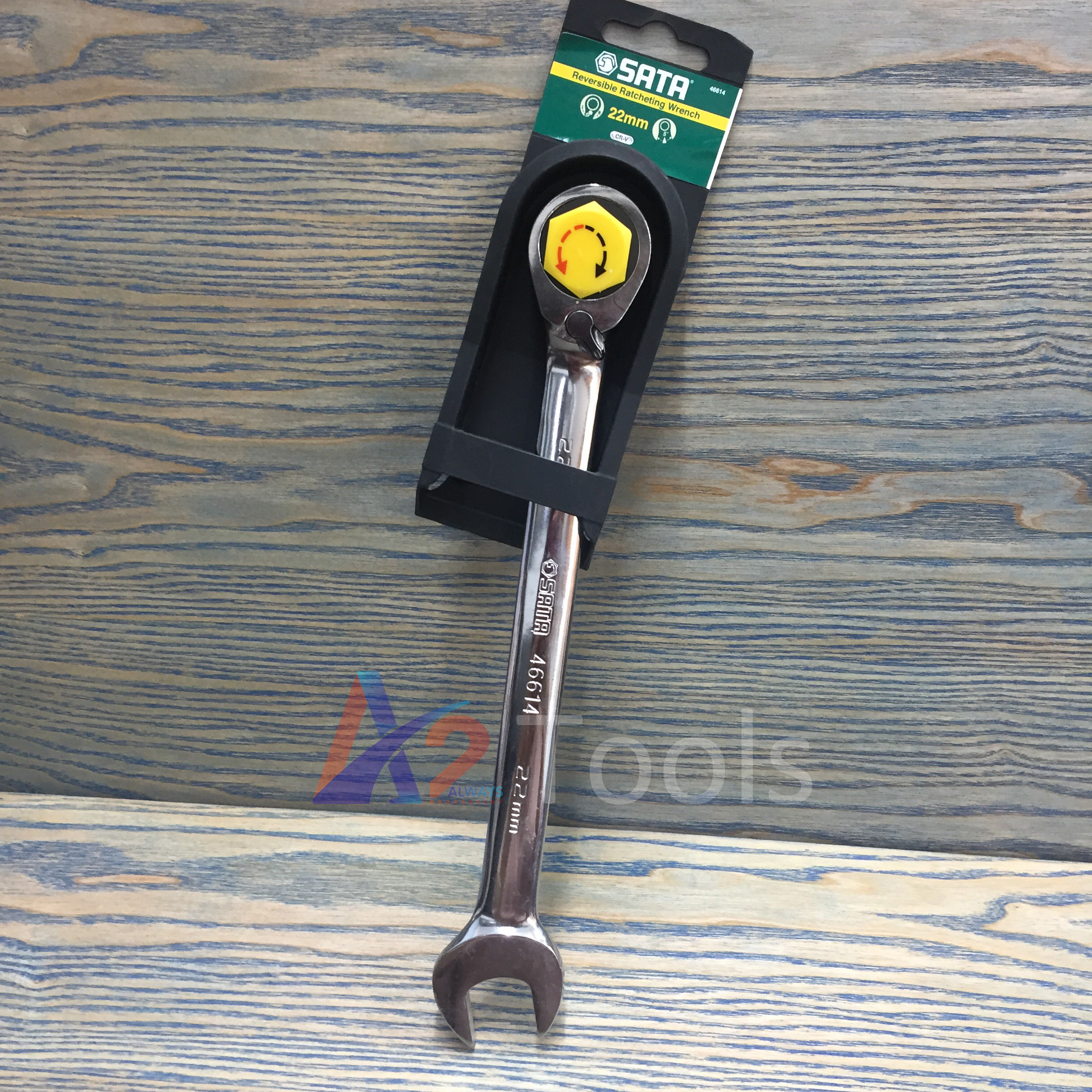 Cờ lê vòng miệng tự động đảo chiều sata 22mm 46614