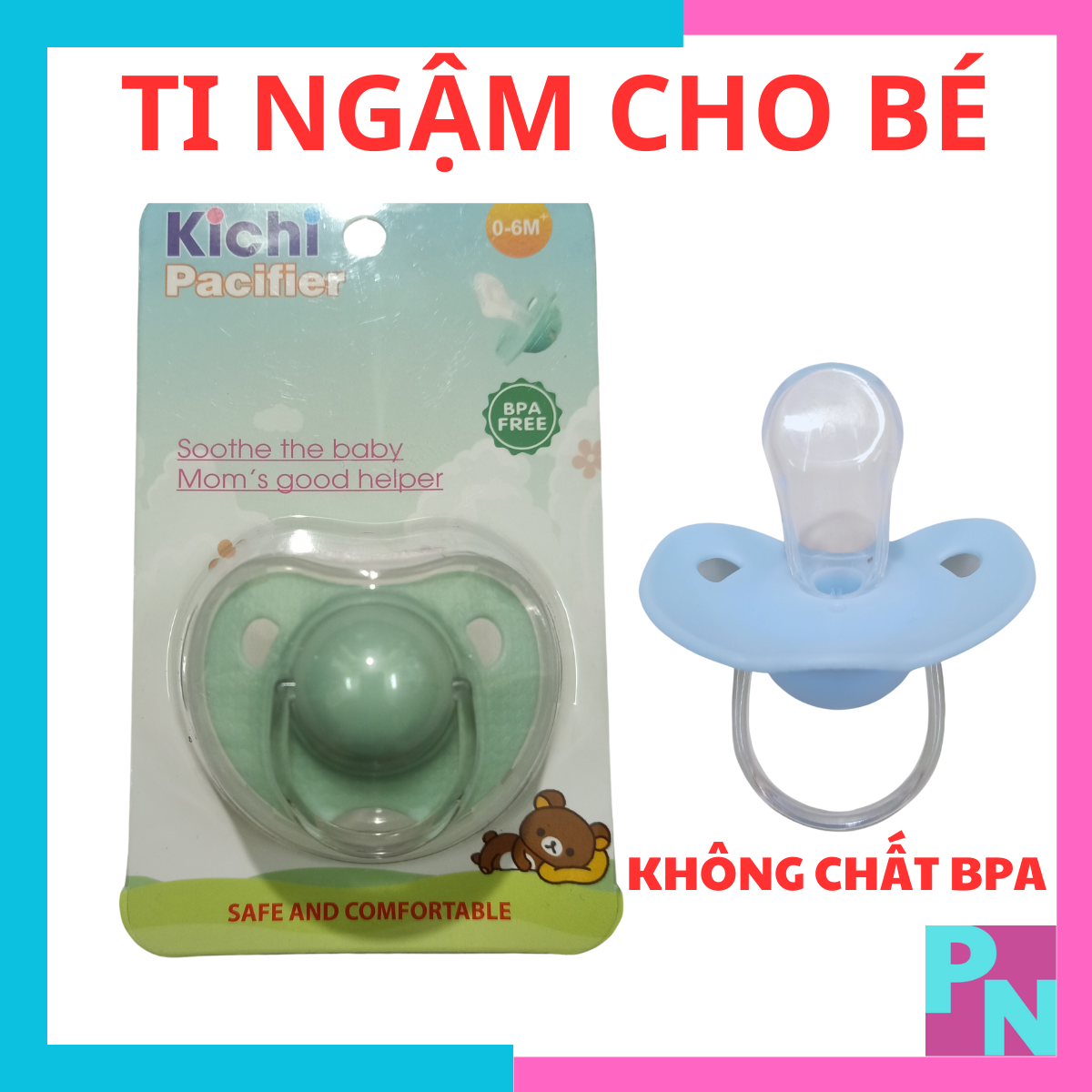 Ti ngậm cho bé ti giả Kichilachi ty ngậm không chất BPA an toàn vệ sinh cho bé