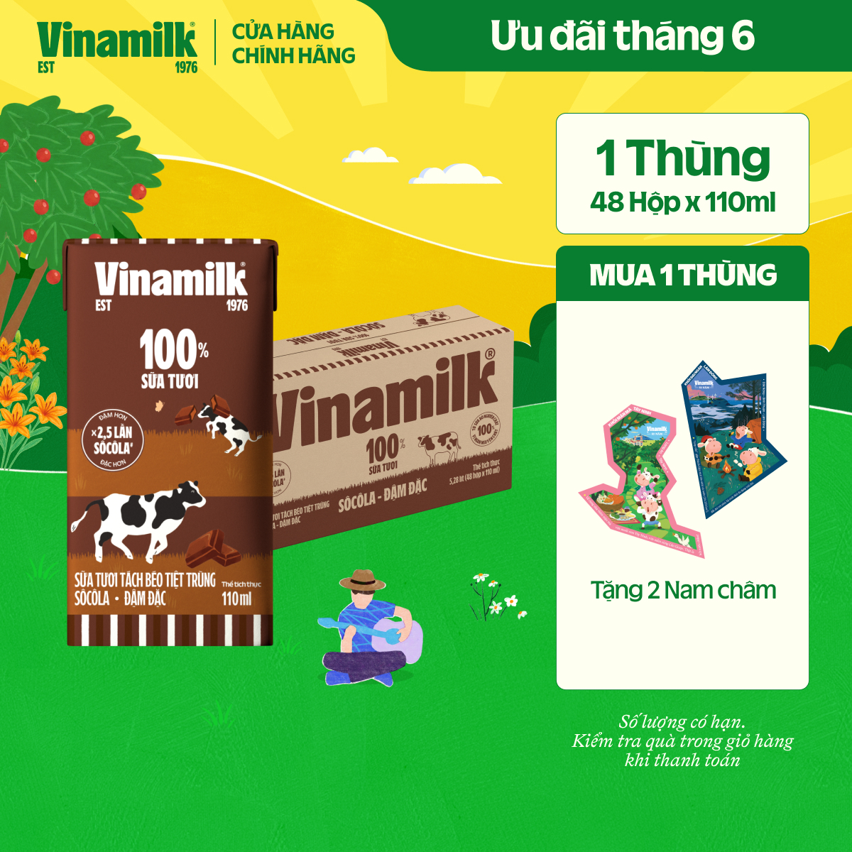 [Sản phẩm mới] Thùng 48 Hộp Sữa Tươi Tách Béo Socola Đậm Đặc 110ml