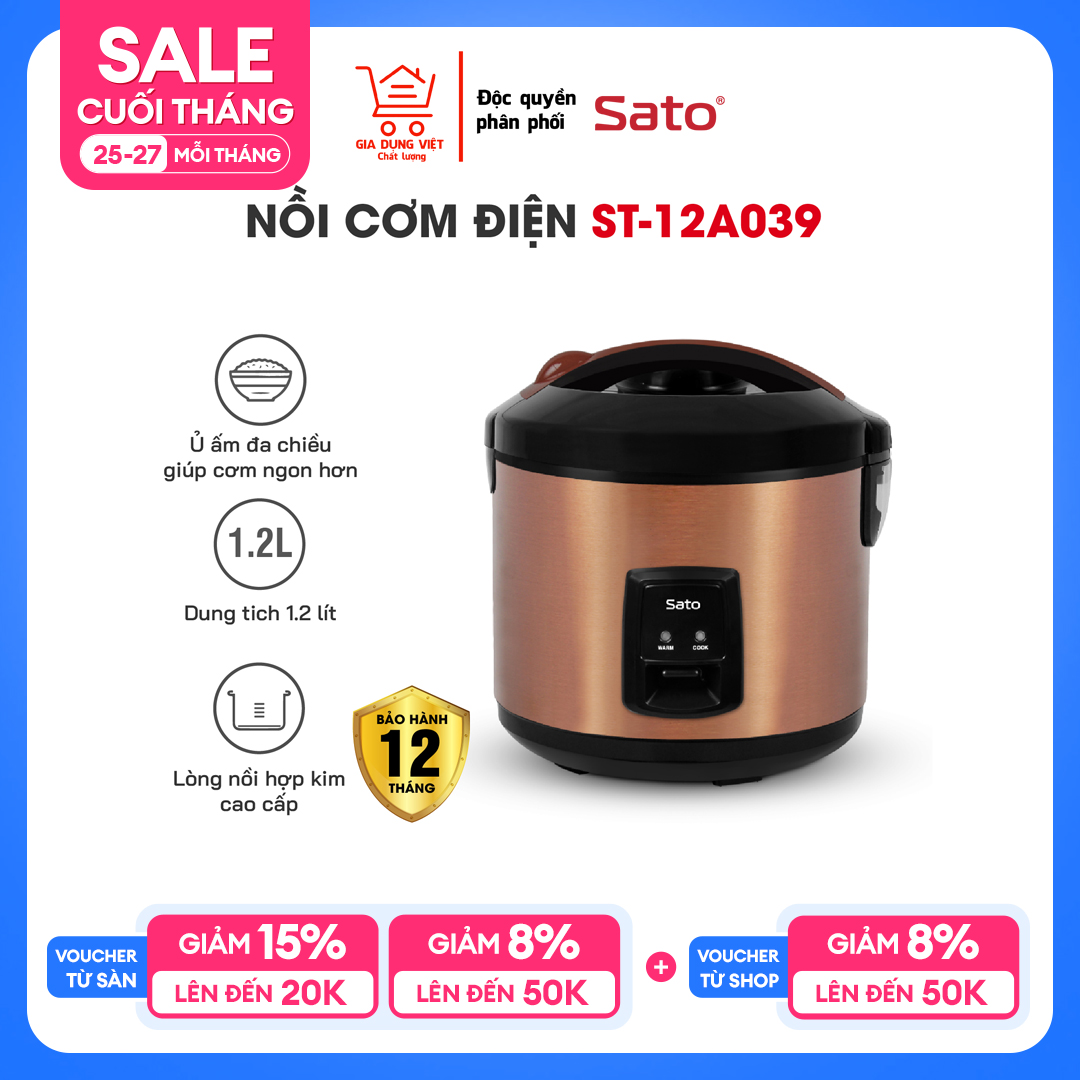 Nồi cơm điện 1.2l sato 12a039