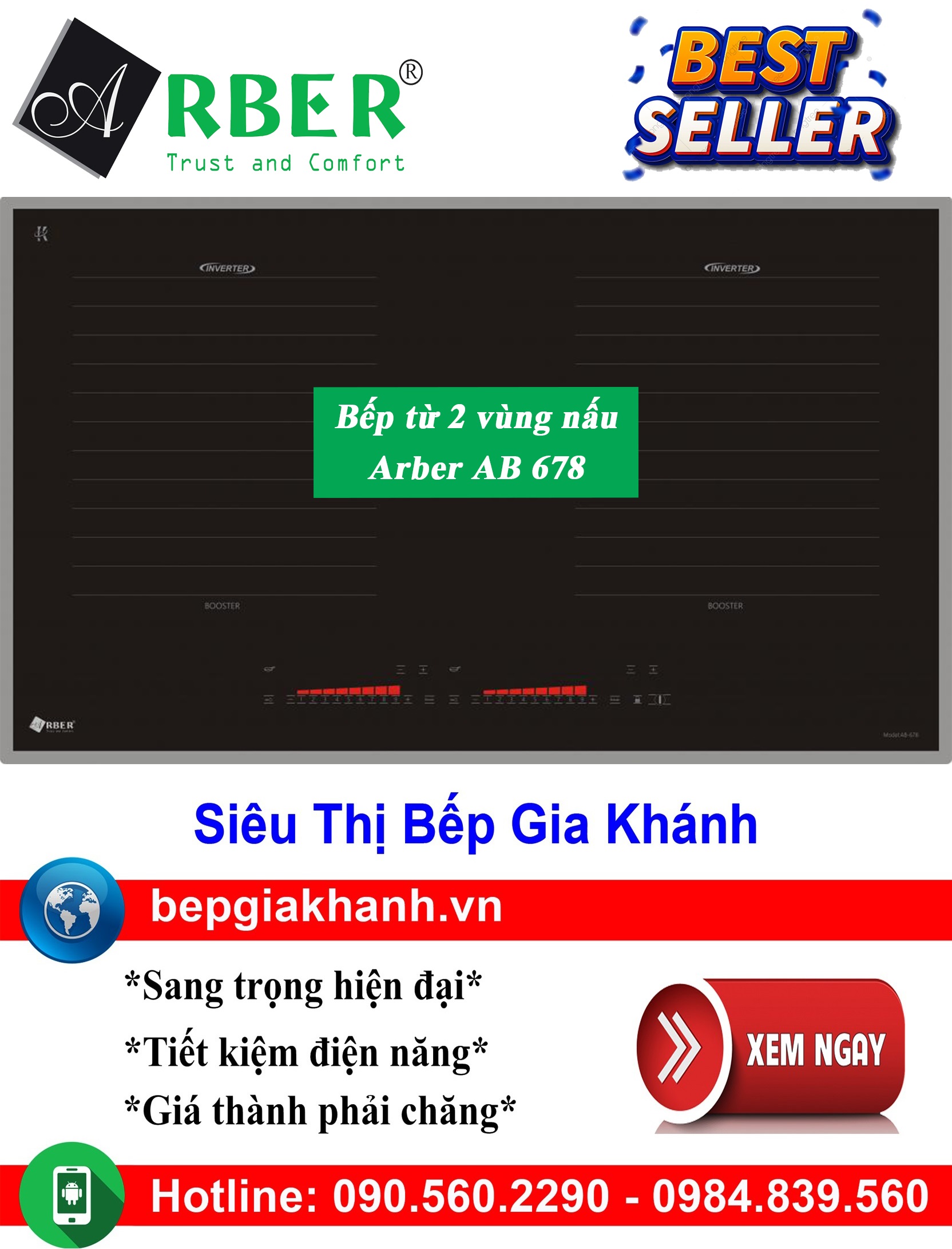 [HCM]Bếp từ đôi Arber AB 678, bếp từ, bếp điện từ, bếp từ đôi, bếp điện từ đôi, bếp từ giá rẻ, bếp điện từ giá rẻ, bếp từ đơn, bep tu don, bep tu