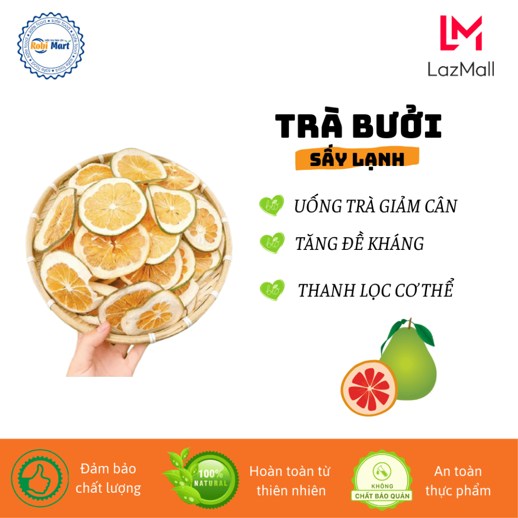 Bưởi thái lát sấy lạnh Robi Mart 200gr - Hàng chính hãng