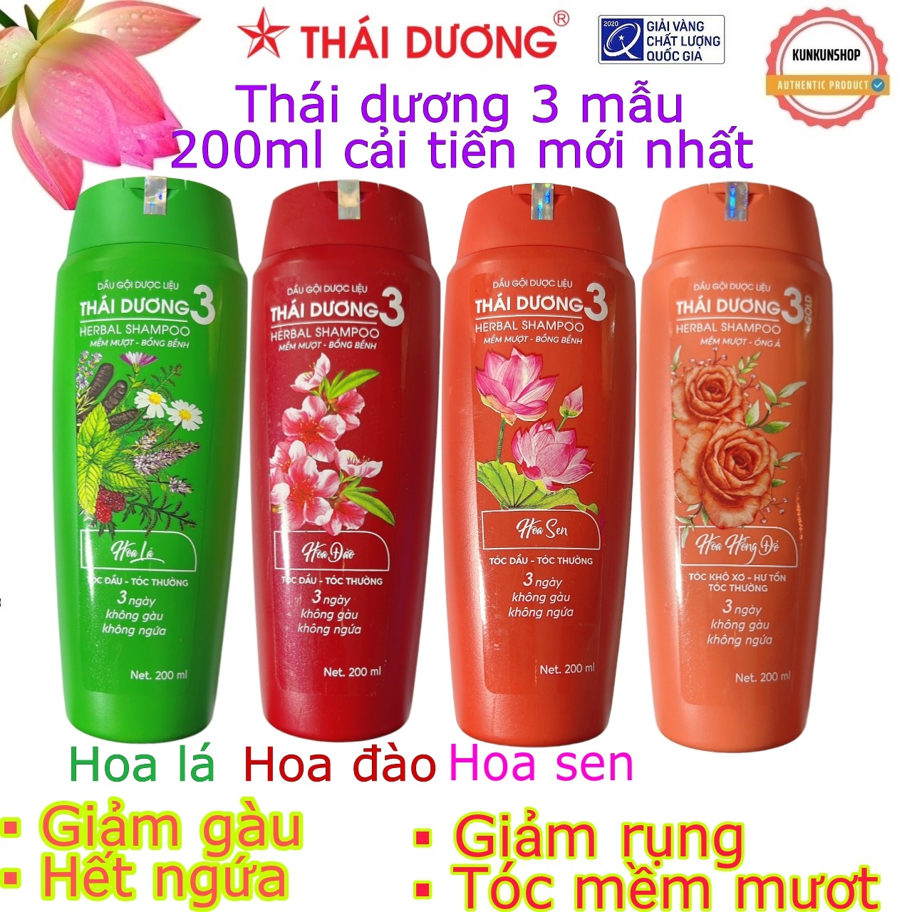 HOÀN TIỀN 15% - [HOT] Dầu Gội .D.ư.ợ.c. Liệu Thái Dương 3 Và 7 Chai 200ml Sao Thái Dương - Chống Rụng Tóc Dưỡng Tóc Mềm Mượt