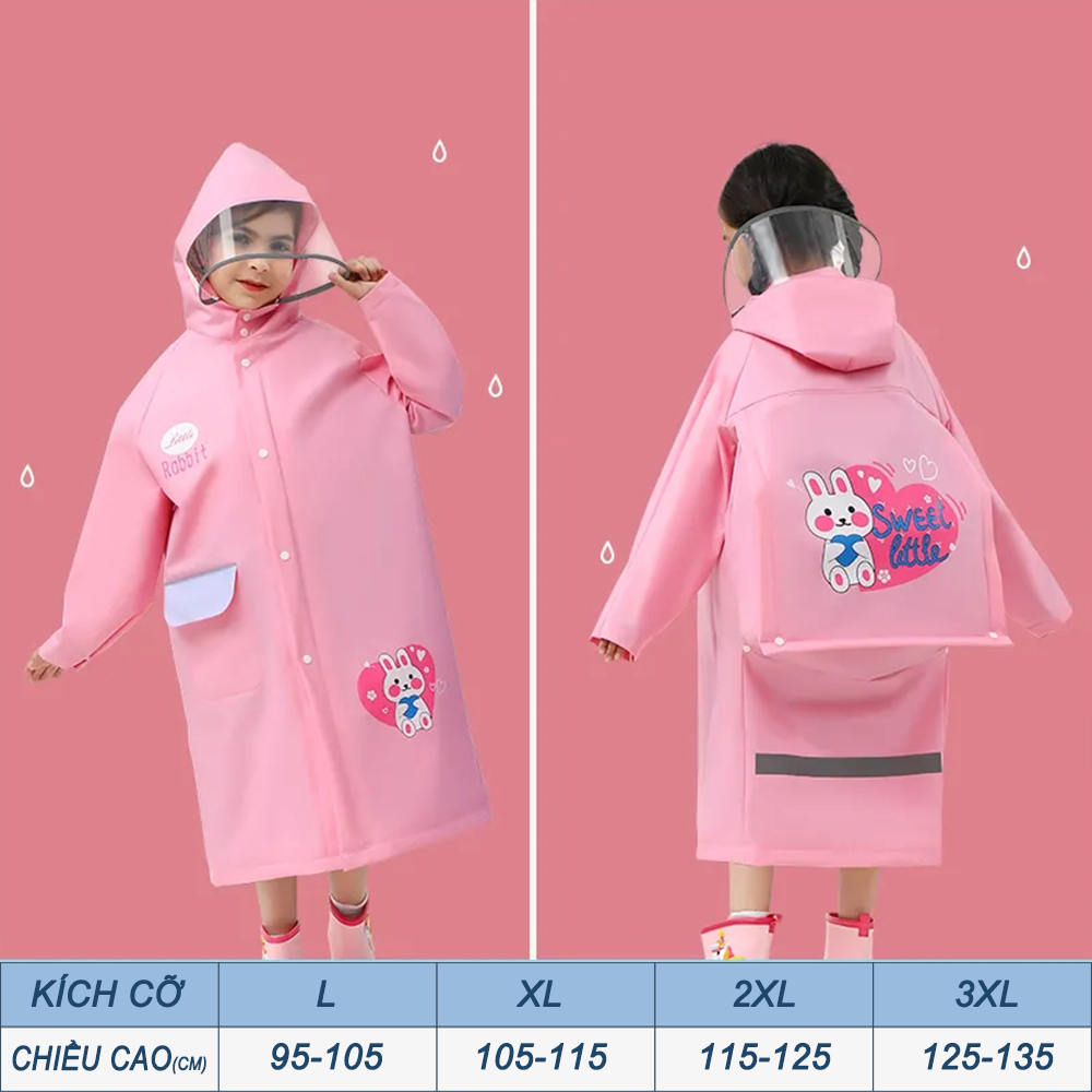 Áo Mưa Toàn Thân Có Dây Thắt Lưng Chống Mưa Chiều Cao 90-145cm Cho Trẻ Em.