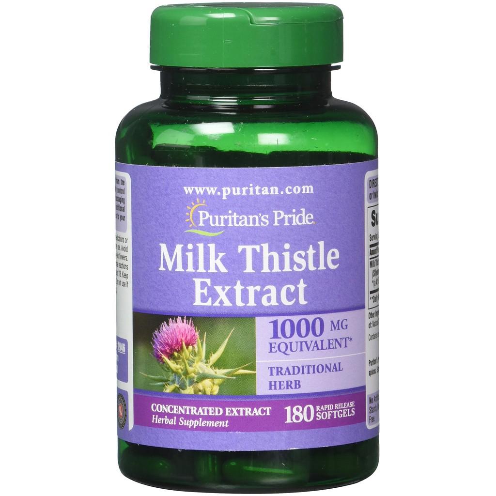Viên uống Cao kế sữa bổ gan, thải độc gan - Milk Thistle Extract 1000mg 90 viên của Puritan's Pride(Lọ180v date 04.2025)