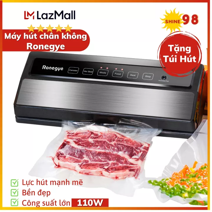 Máy hút chân không Emilya Ronegye chính hãng, Máy ép chân không tự động hàn miệng túi, Máy hut chân khong mini gia đình tặng kèm túi hút chân không và ống hút hộp, bảo hành 1 năm