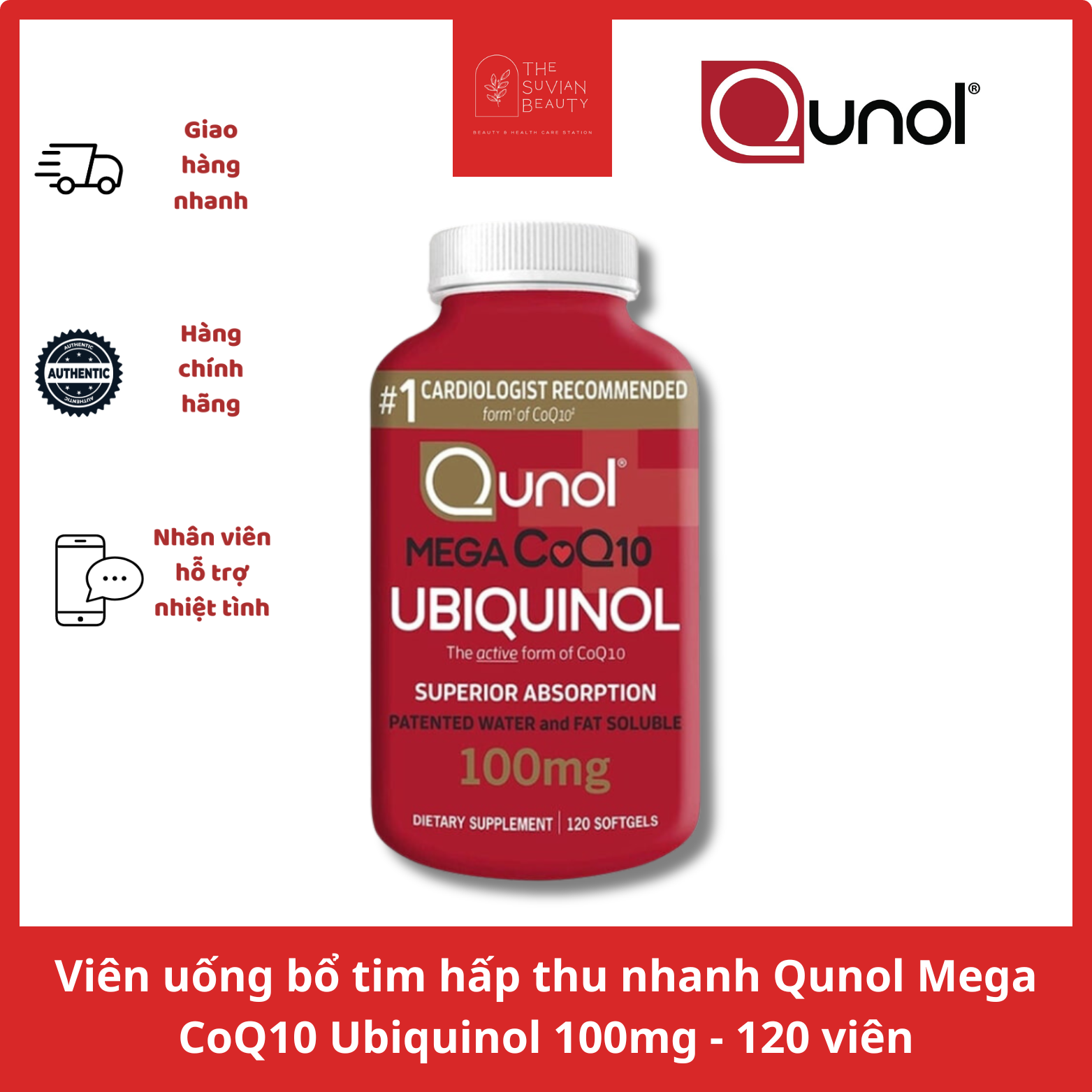 Qunol Mega CoQ10 Ubiquinol 100mg Rapid Absorption - 120 tablet