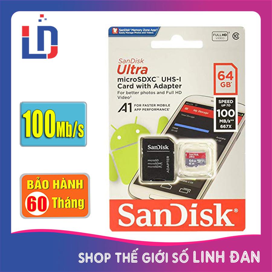 Thẻ nhớ micro SD sandisk Ultra A1 64GB 100Mb/s SDXC - New version - A1 64