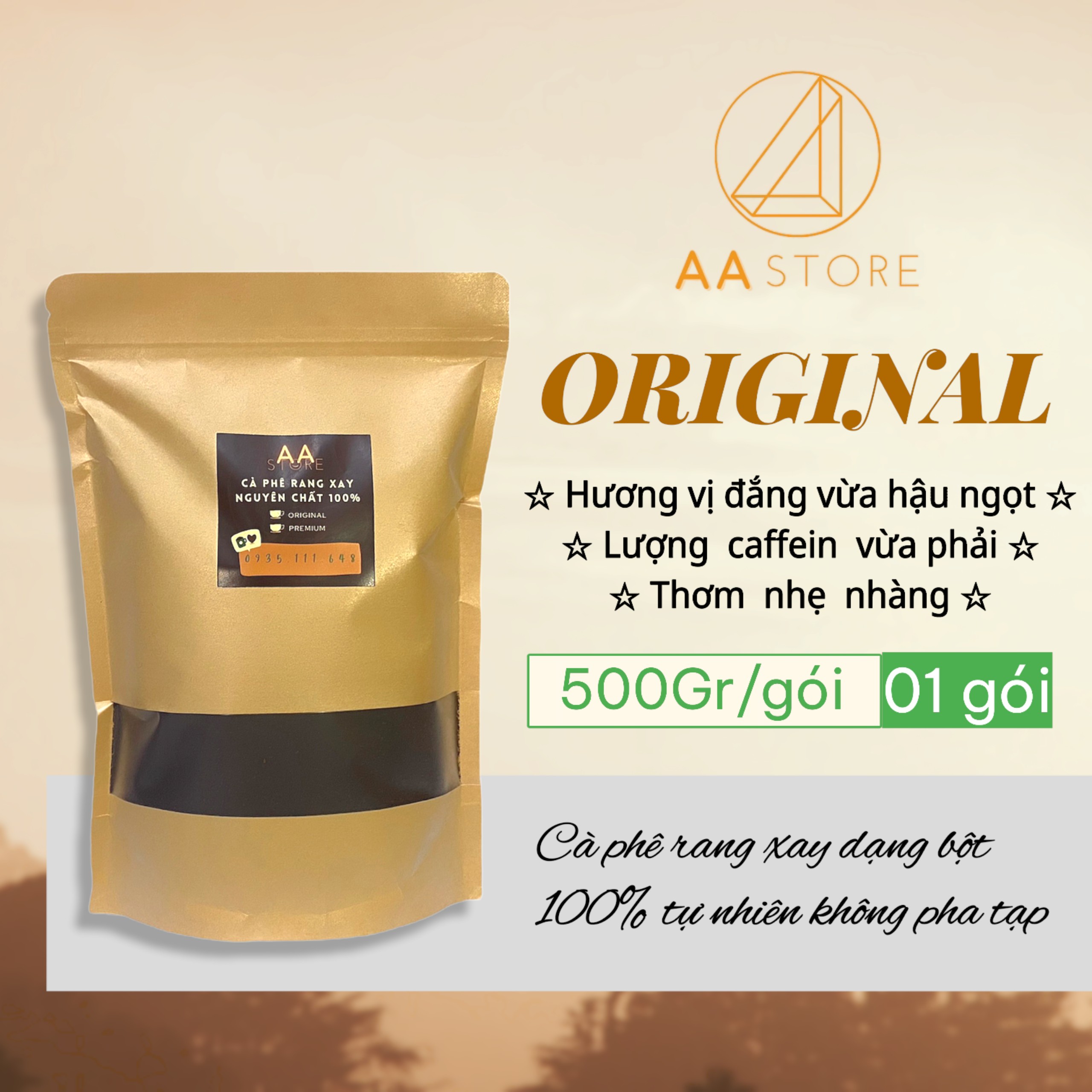 500g cà phê Original rang xay nguyên chất 100%