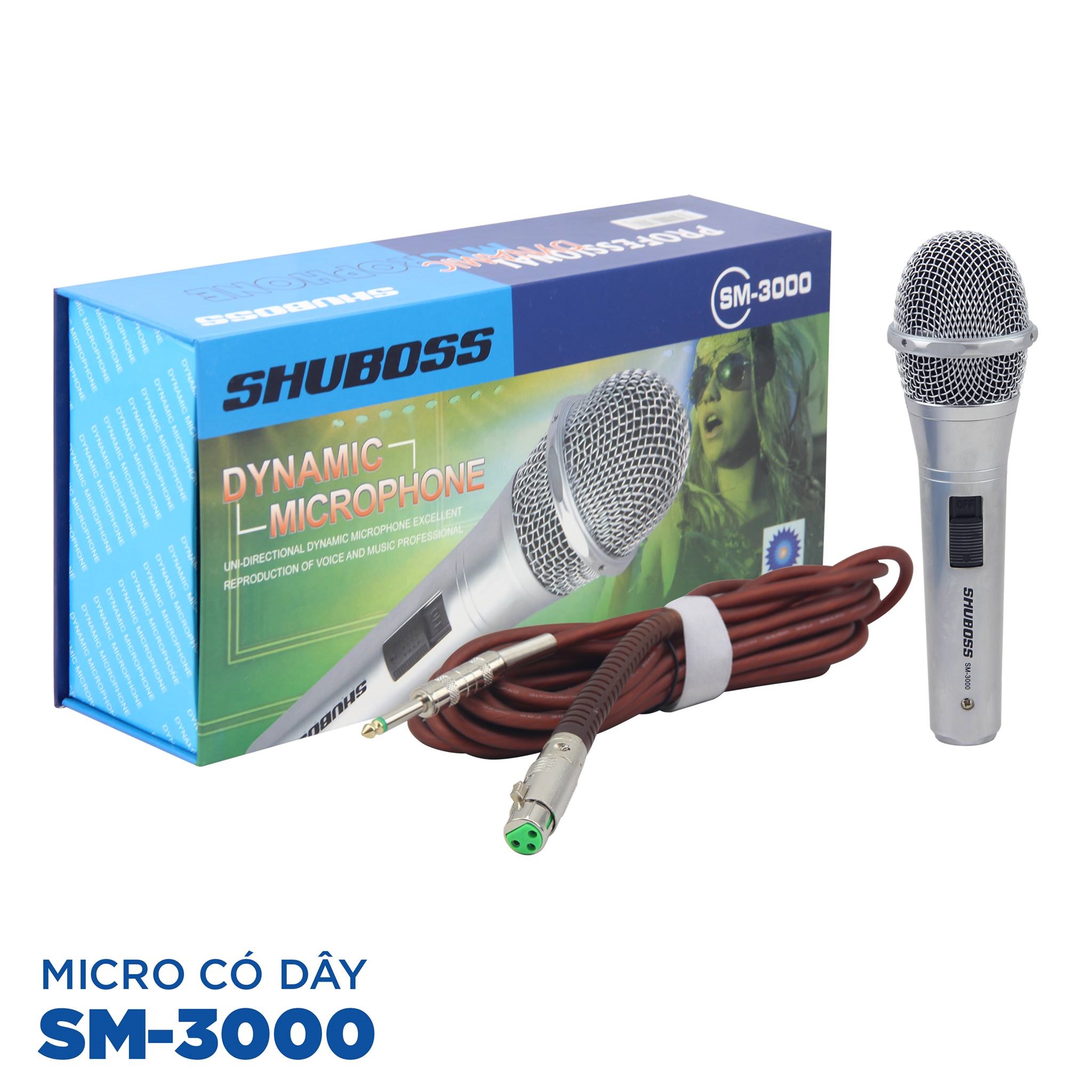 Micro có dây, micro karaoke có dây shuboss sm 3000 hàng chính hãng, thu âm siêu nhạy, âm thanh hay, giá rẻ chỉ hôm nay.