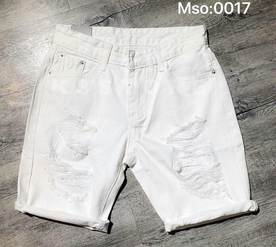 Quần short jean nam cao cấp trắng rách  cao cấp MS17