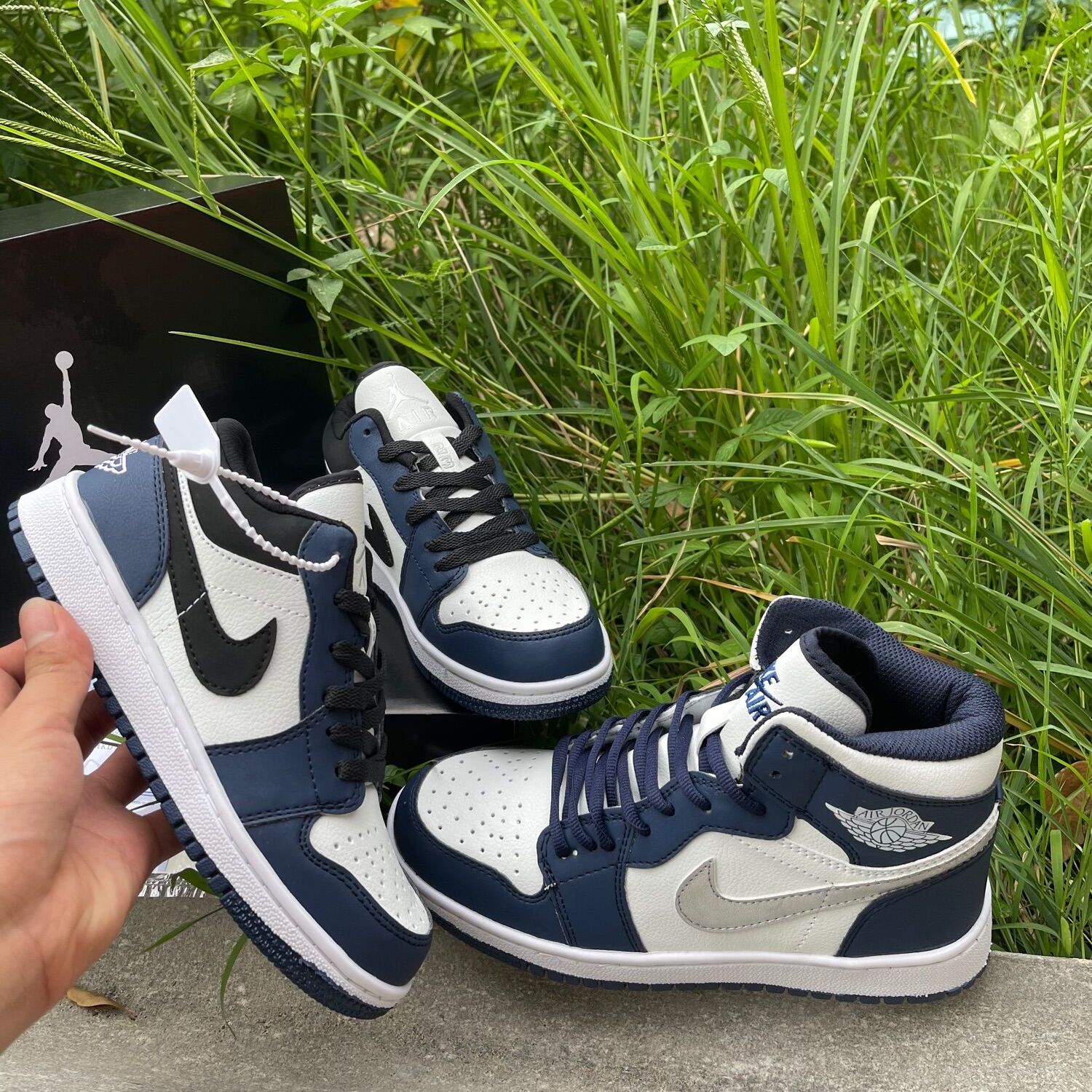 Giày Jordan 1 High COJP Midnight Navy Xanh Than, giày sneaker jordan xanh than cổ thấp nam nữ hàng cao cấp