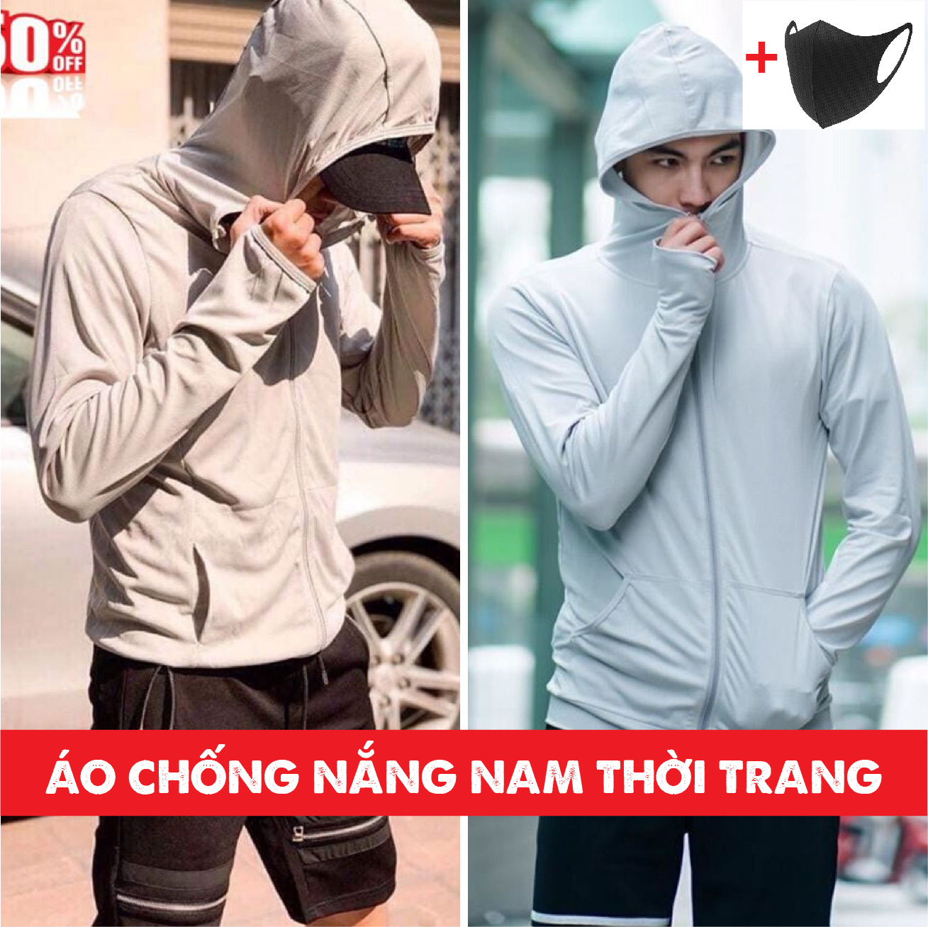Áo Khoác Chống Nắng Nam Thời Trang - Áo Chống Nắng Nam Trơn - Áo Khoác Nam Chống Nắng Cao Cấp - Áo Nam Chống Nắng Có 4 Túi Form Rộng Đi Ngoài Đường Chống Tia UV Xỏ Ngón Kéo Khóa Màu Đen+Ghi+Xanh Nước Biển Uniqlo Nhật Bản