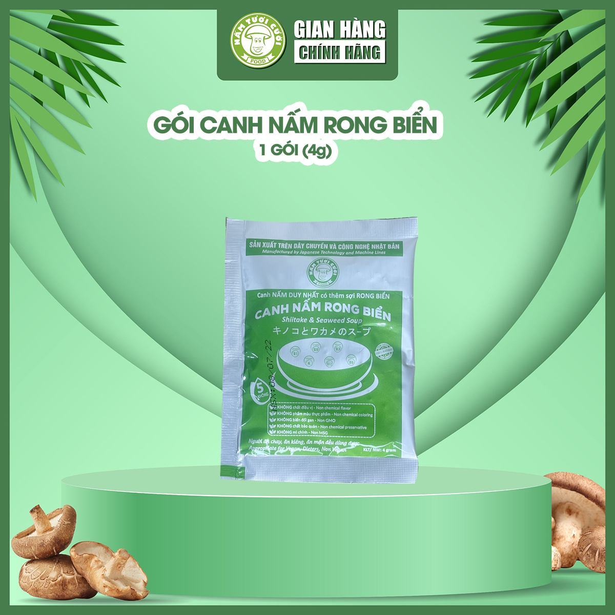 Gói canh nấm rong biển chay nấm tươi cười