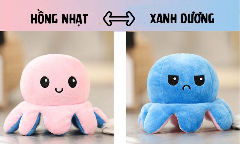 [HCM]Bạch tuột cảm xúc 2 mặt xanh hồng- Gấu bông vải cao cấp quà tặng cho bạn bè người thân