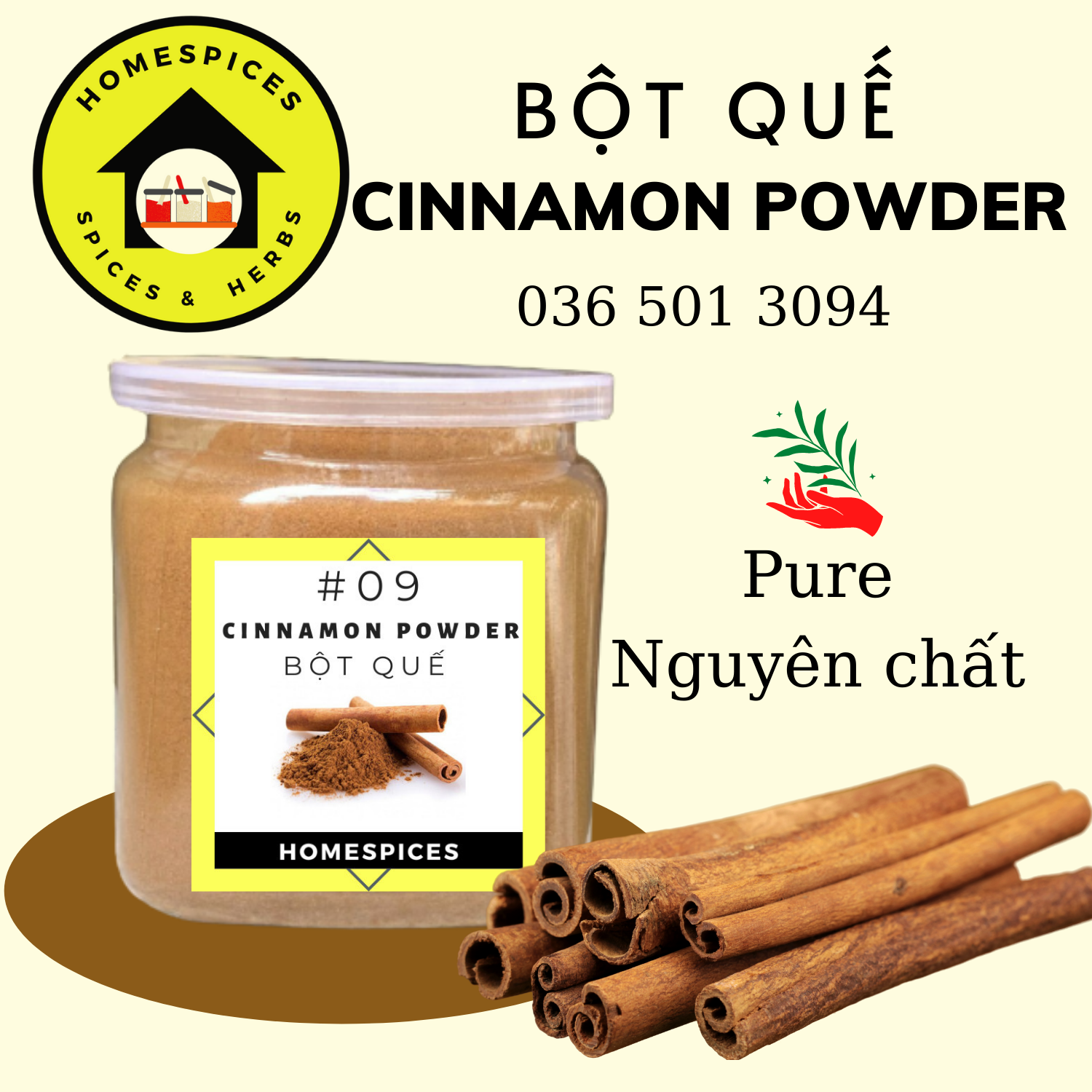 Bột Quế - Cinnamon powder  Nguyên Chất Yên Bái không pha trộn dùng làm bánh, uống  giảm cân, ăn kiêng healthy meal , gia vị nấu ăn  HOMESPICES Gia vị của mọi nhà homespices bột uống giảm cân bột quế bot que