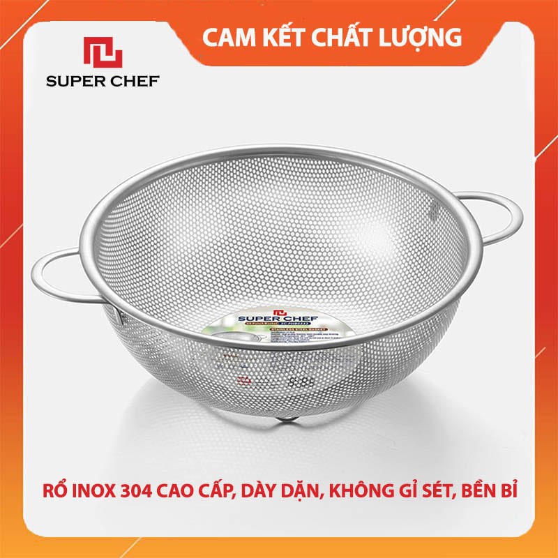 Rổ inox 201 dày super chef không gỉ sét, sáng bóng siêu bền bỉ