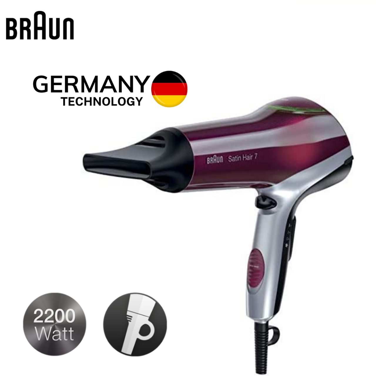Máy Sấy Tóc Braun Satin Hair 7 HD770, Máy Uốn Tóc Xoăn Tự Động