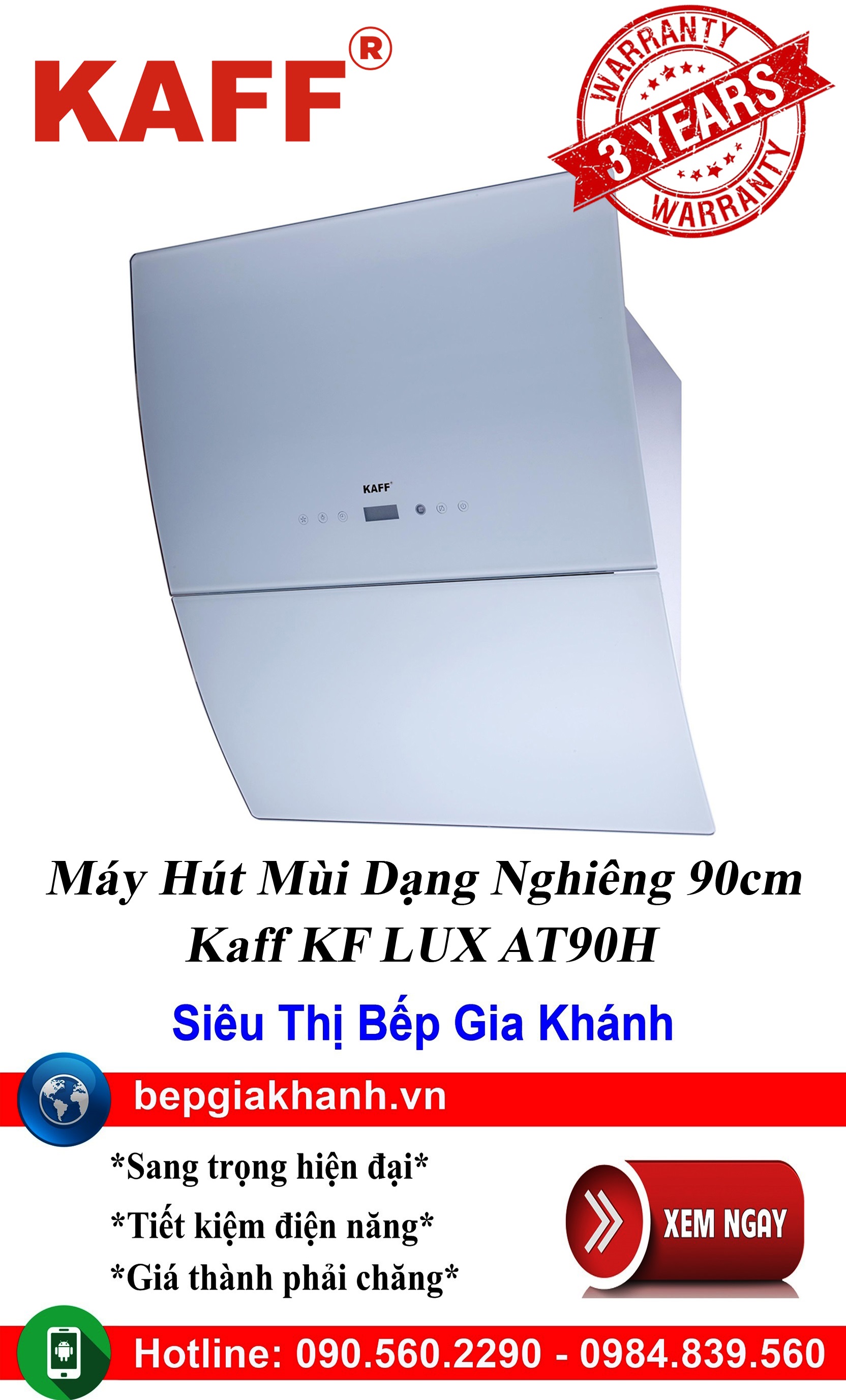 [HCM]Máy hút mùi dạng nghiêng 90cm Kaff KF LUX AT90H máy hút mùi nhà bếp máy hút mùi bếp máy hút mùi kính cong máy hút mùi canzy máy hút mùi mini máy hút mùi âm trần máy hút mùi electrolux may hut mui