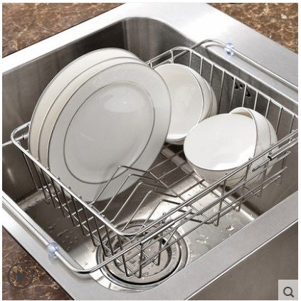 Rổ úp chén inox 304 để ngang bồn rửa