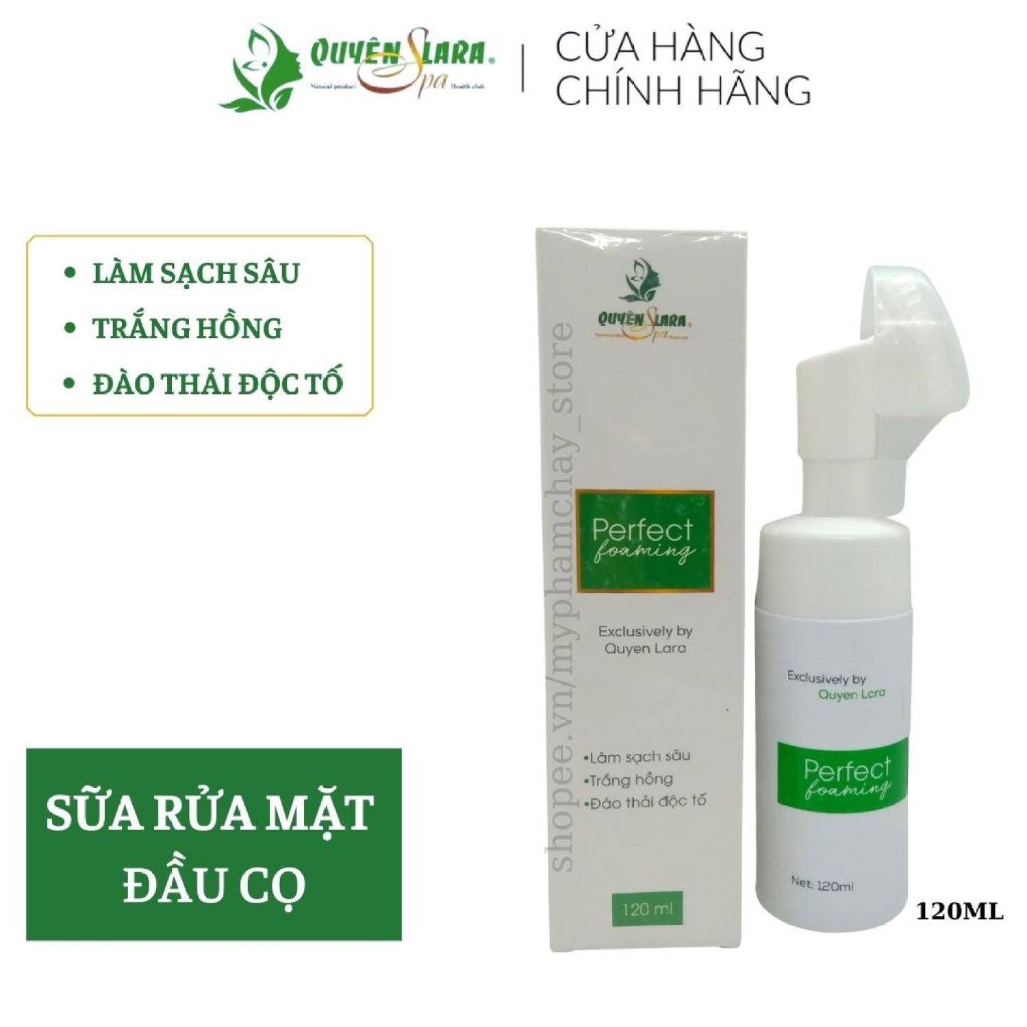 Sữa rửa mặt trắng dalàm sạch sâu có đầu cọ mɑssage tạo bọt pefect foaming quyên lara chính hãng 120ml