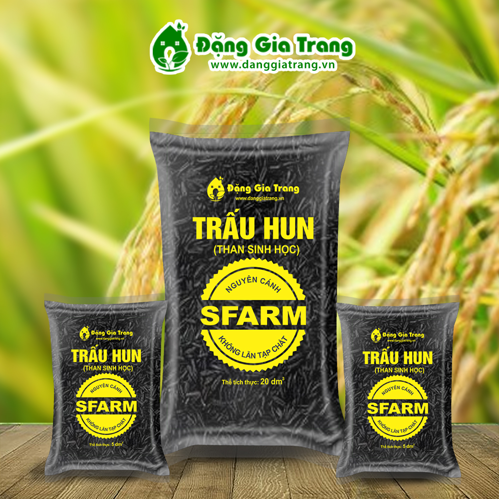 Giá thể trấu hun nguyên cánh sfarm túi 5dm3