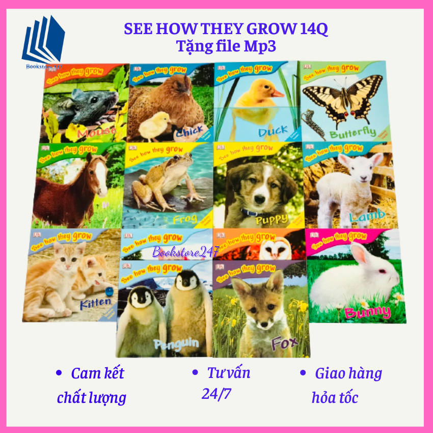SÁCH - See how they grow bộ 14 cuốn A5, tặng file nghe mp3