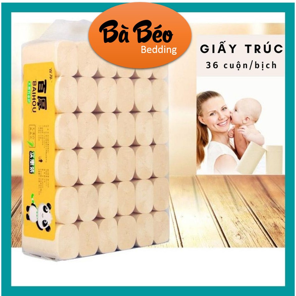 Giấy vệ sinh không lõi gấu trúc cuộn lớn hà nội, Giấy vệ sinh cuộn baihou 36 cuộn không lõi giá rẻ bà béo bedding