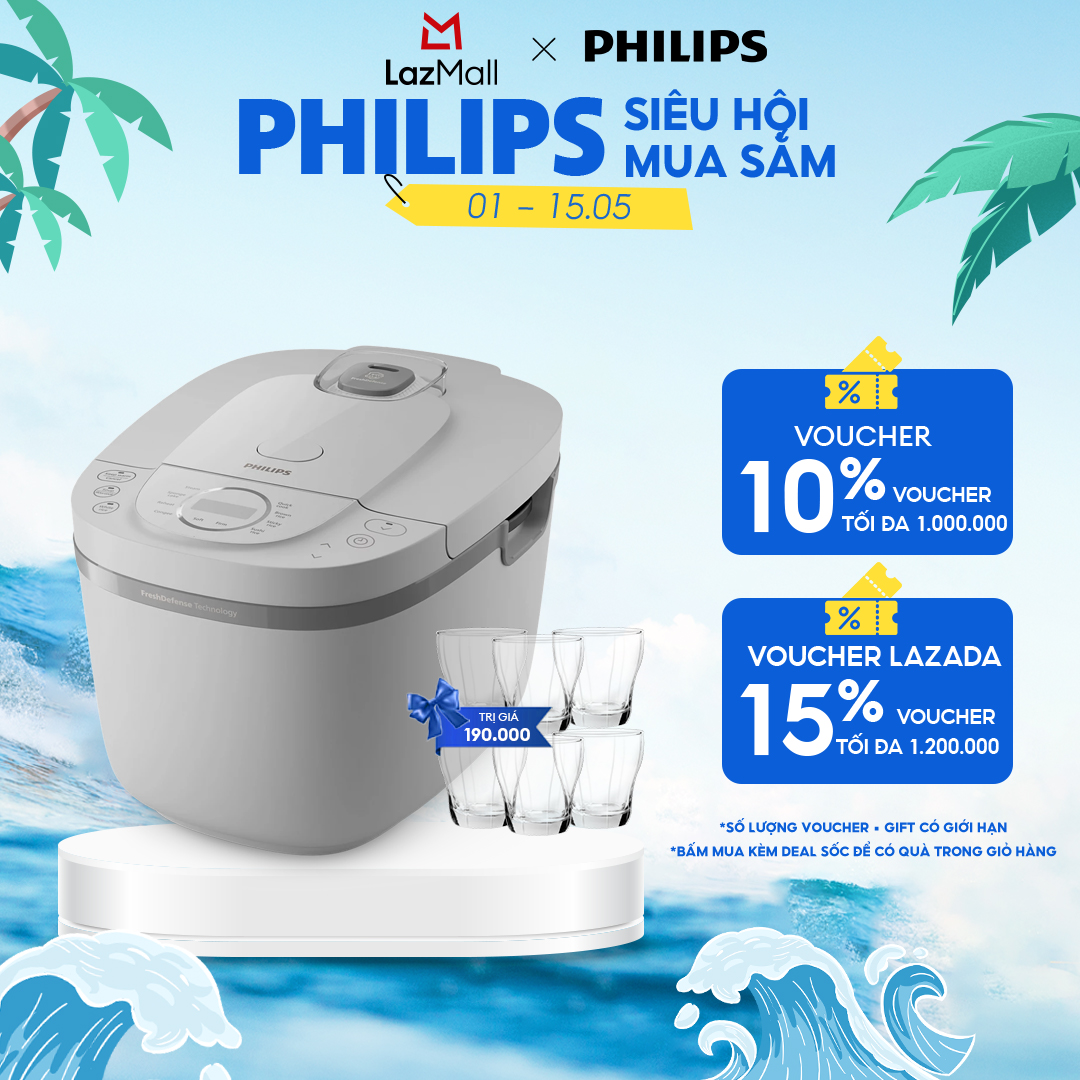 Nồi Cơm Điện Tử Philips HD4719/32  1.8L||công nghệ FreshDefense|Làm nóng 3D - Hàng Chính Hãng