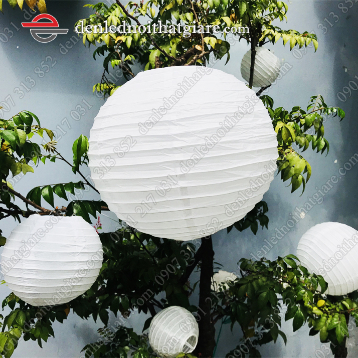 01 cặp đèn lồng giấy - trắng tinh - 30cm trang trí nhà hàng, cổng chào, quán cà phê, tiệc cưới