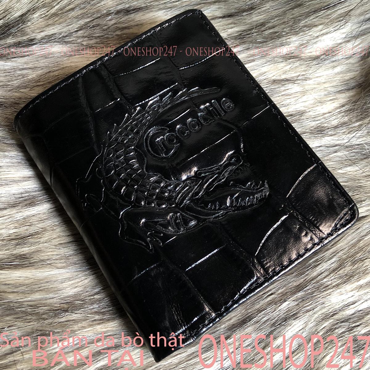 [HCM]Bóp nam Ví nam da bò Thật 100% vân cá sấu  (VIDA-C4V) VÍ DA BÒ